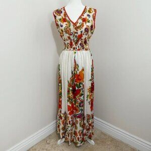 Me 2 Magic Anthropologie Tropical Floral Sleeveless Maxi Dress Size M